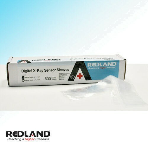 REDLAND Digital X-Ray Sensor Sleeves Size 8 ”x 1-5/8” Clear 500/Pack –