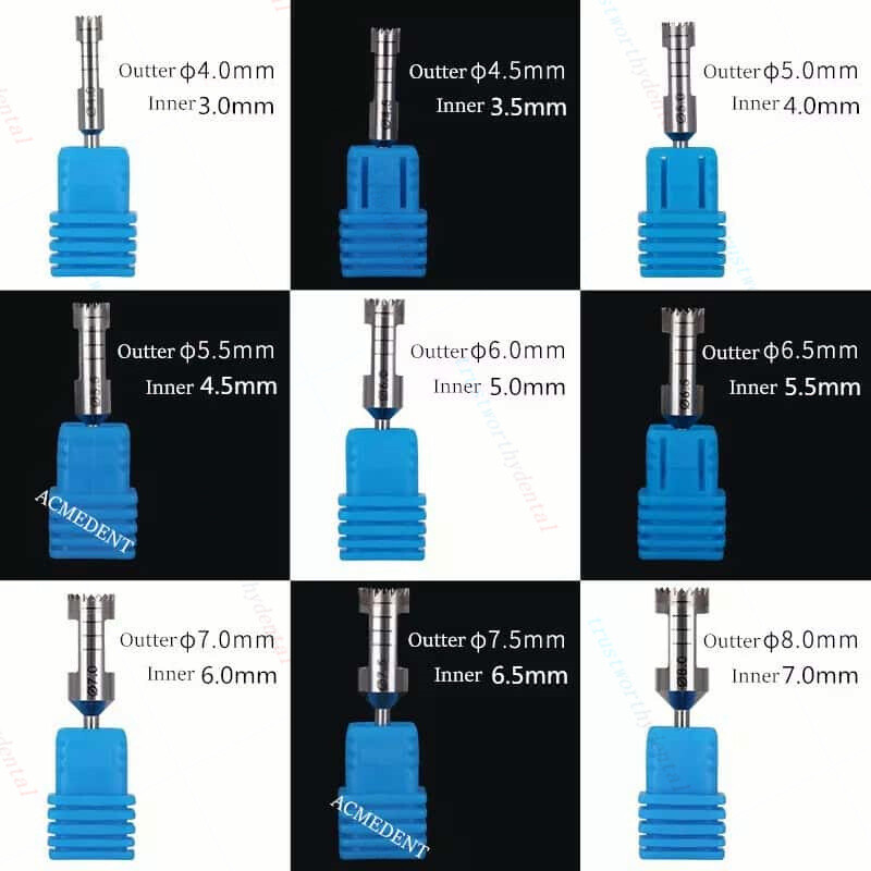Dental Cutting Trephine Drill Bone Sharp Burr Planting Drills Harvest ITI NOB