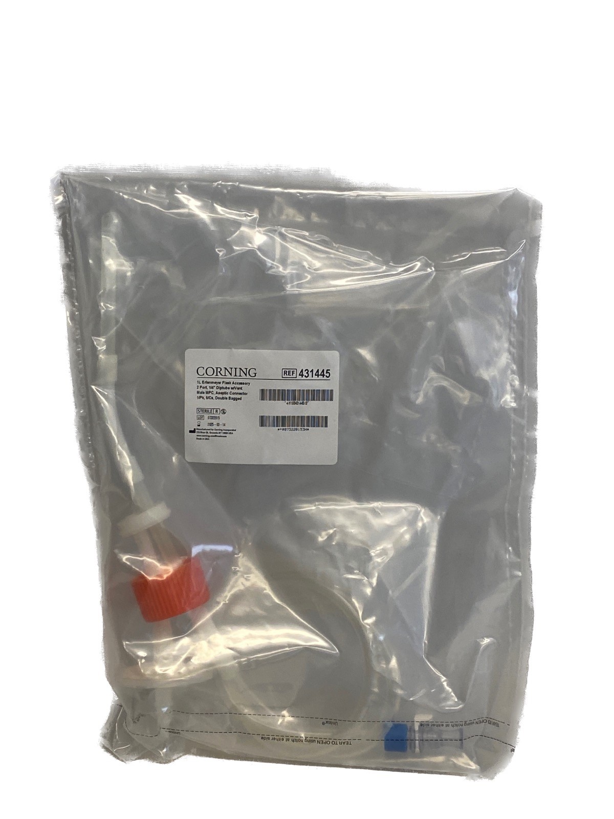 CORNING Disposable 43mm Aseptic Transfer Cap Dip Tube for 1L PC E-Flask 431445