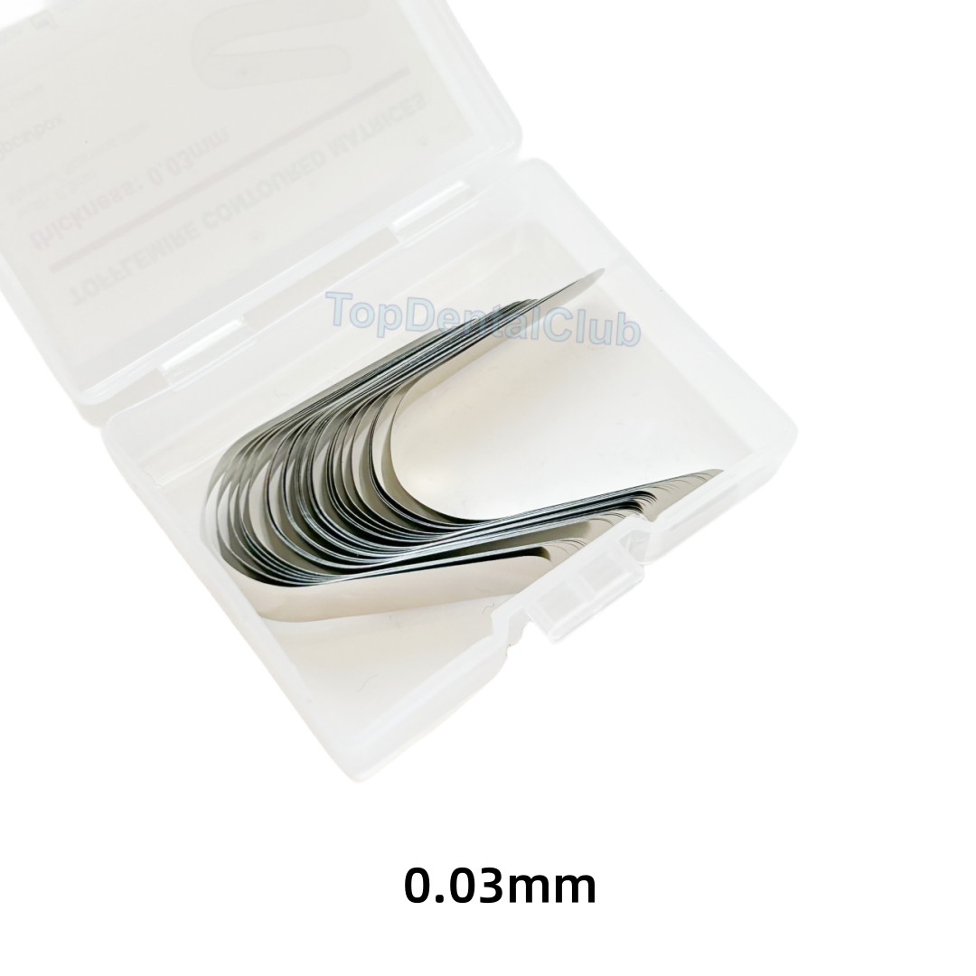 0.03mm/0.038mm Dental Tofflemire Contoured Matrices Stainless Steel Matrix Bands