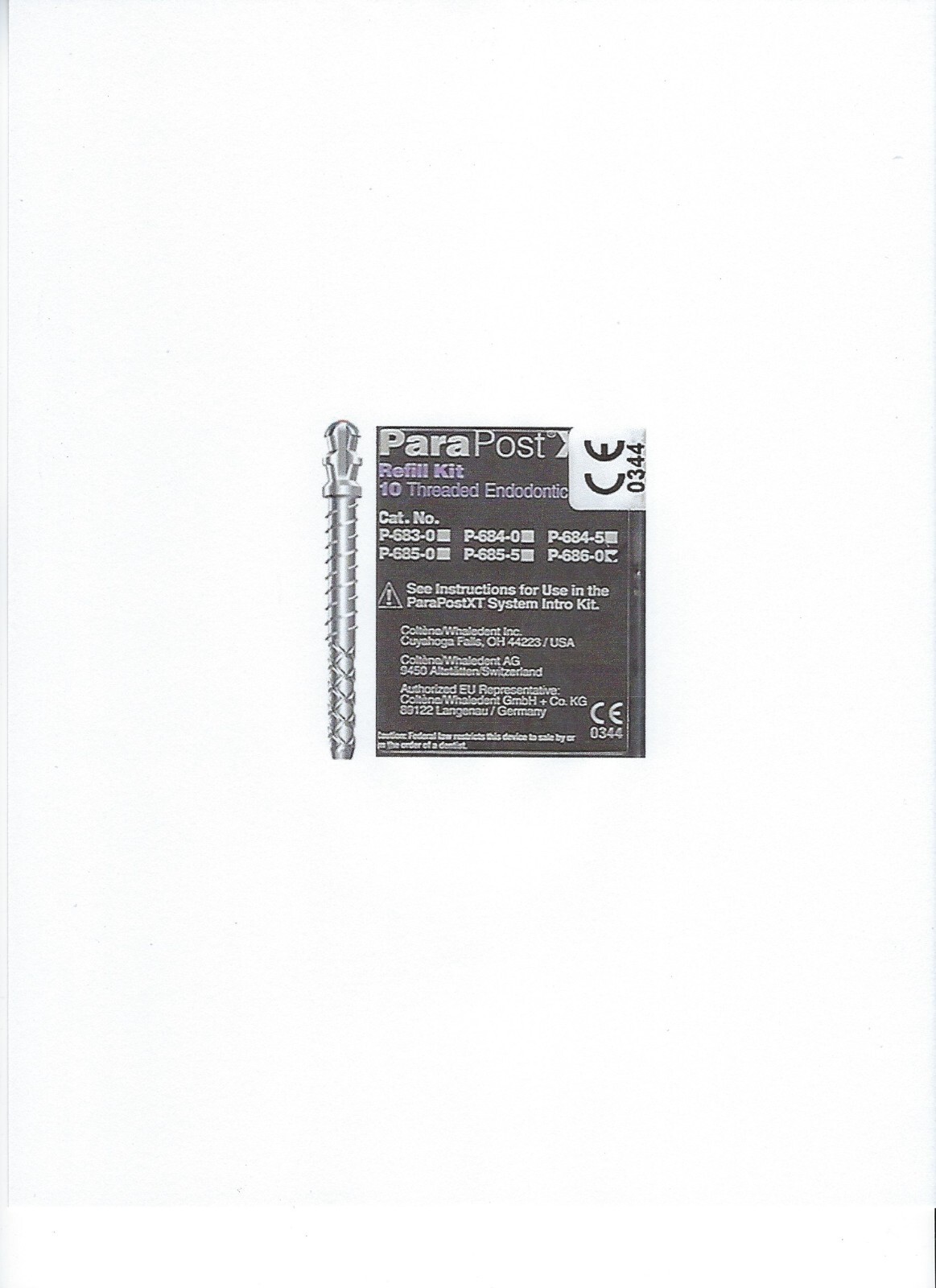 COLTENE P6860 ParaPost XT Size 6 Black .060″ (1.5mm) Titanium Alloy Posts 10 box