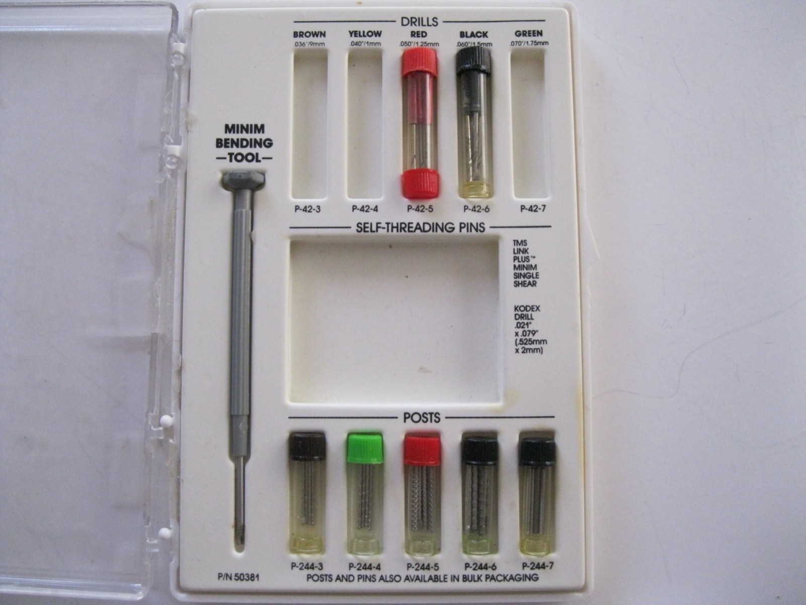 Dental Set of Posts and Drills Stainless Steel in Box, Pre-Owned