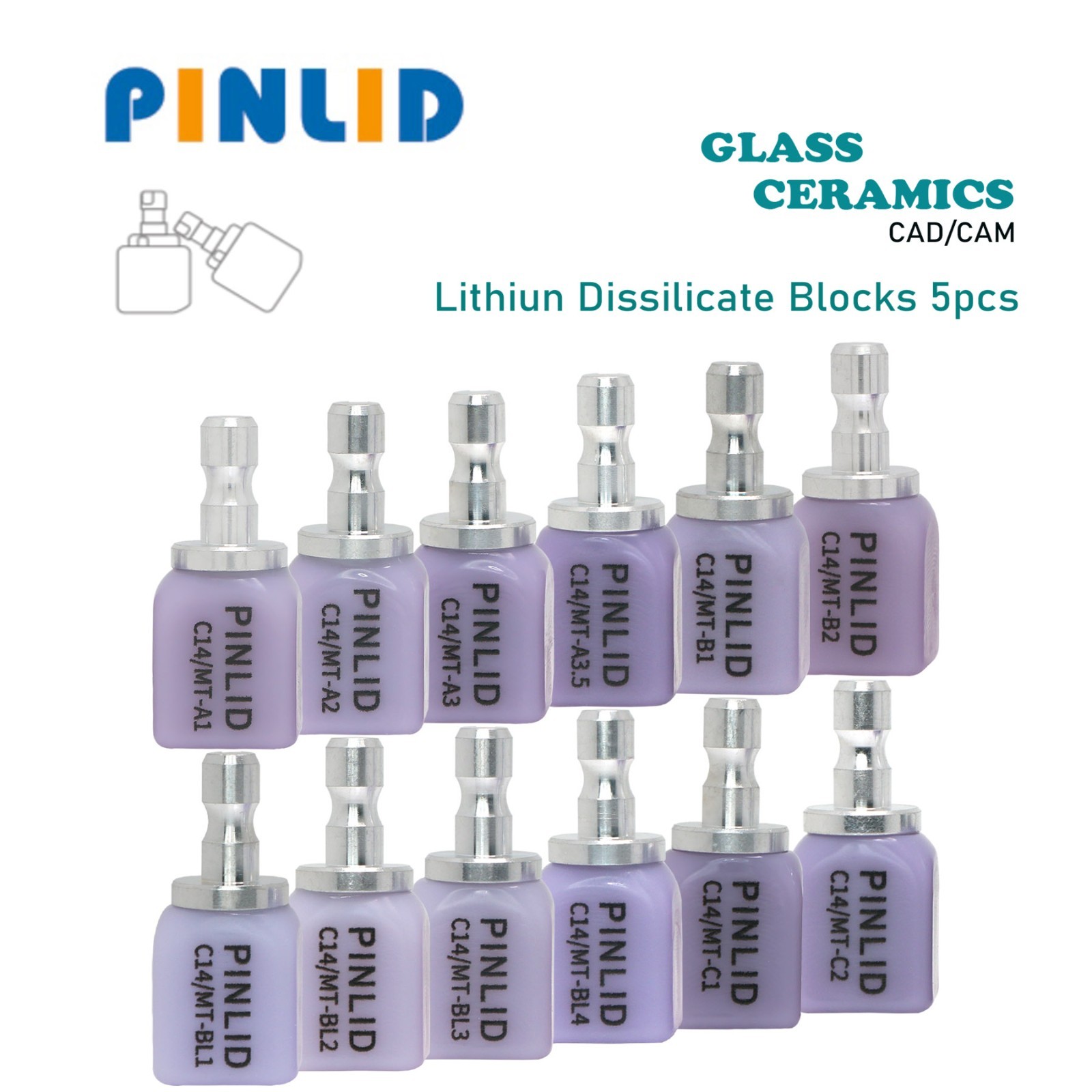 US Stock Dental C14 MT Lithium Disilicate Ceramic Blank For CEREC CAD/CAM