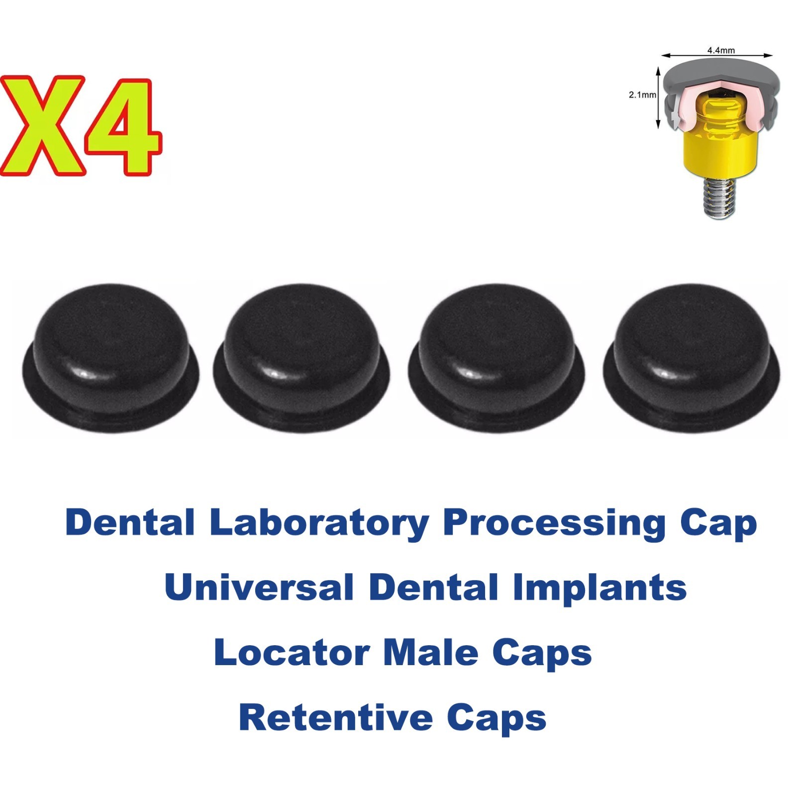 US 4Pcs Dental Overdenture Locator Abutment Strong Retention Cap Implant Inserts