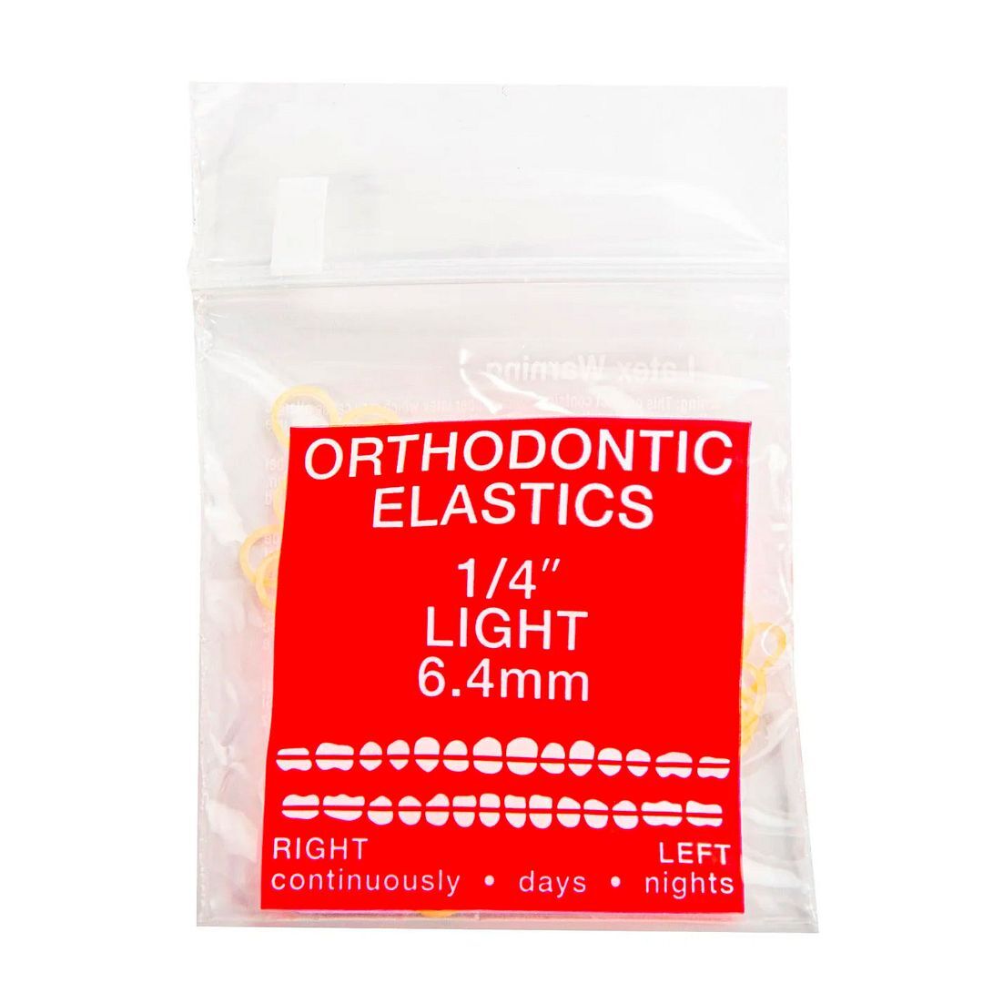 JMU Orthodontic Latex Elastics, Light 1/4″, Yellow, 100/Bag