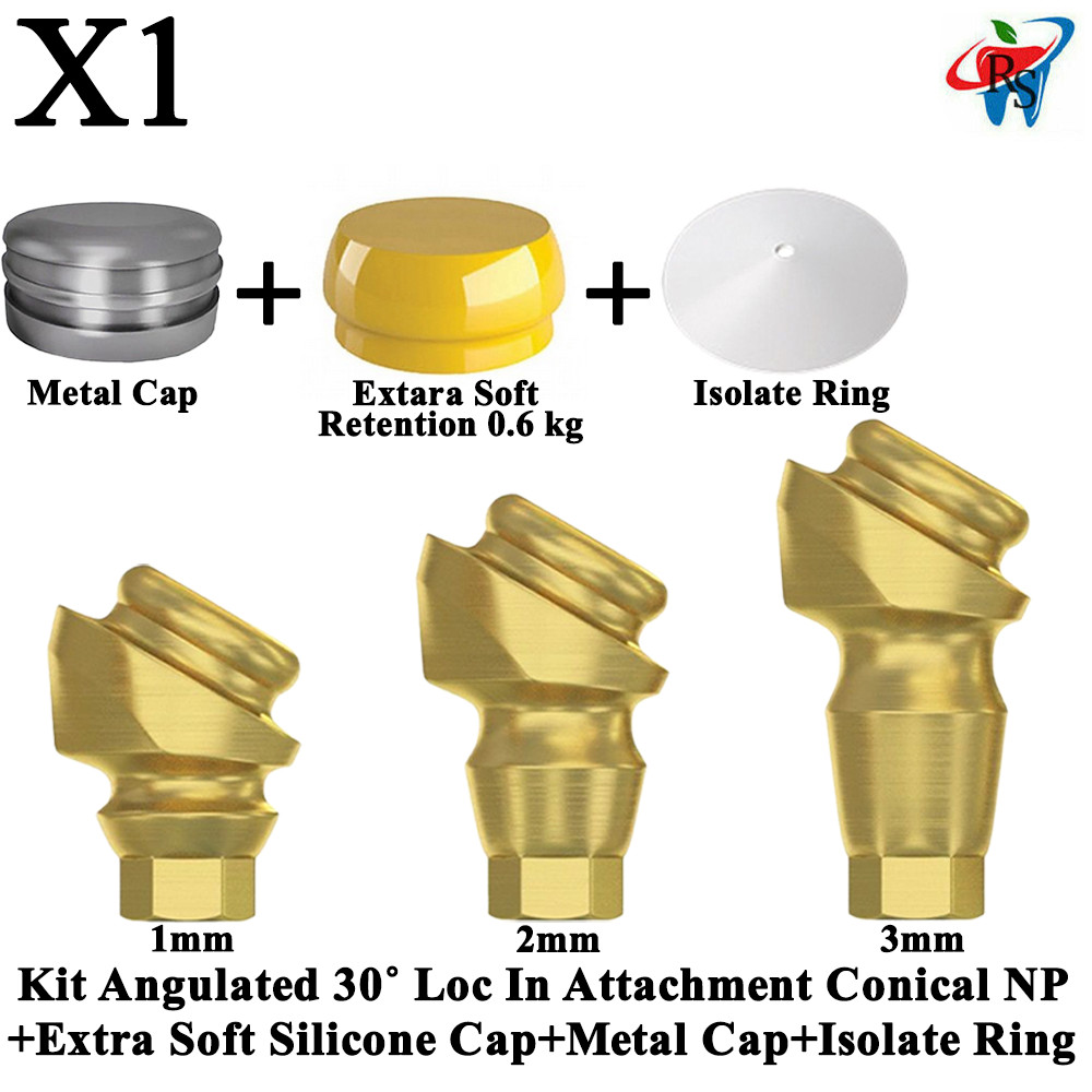 1x Kit Angulated 30˚ Loc In Attachment Conical NP Extra Soft Silicone Cap Ring