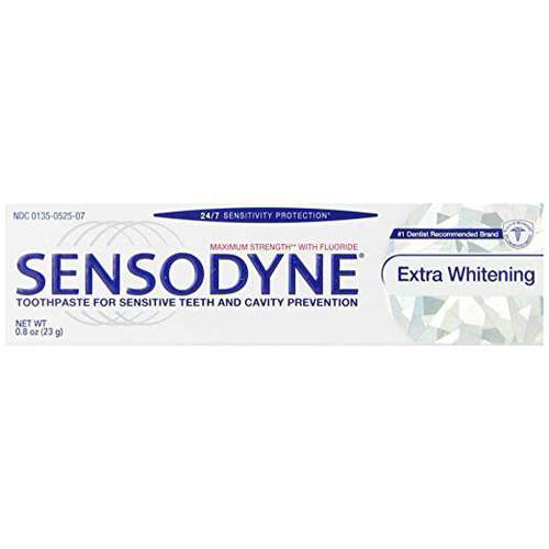 Sensodyne Extra Whitening Toothpaste, Trial Size. 12 – 4 oz. Tubes. Sodium