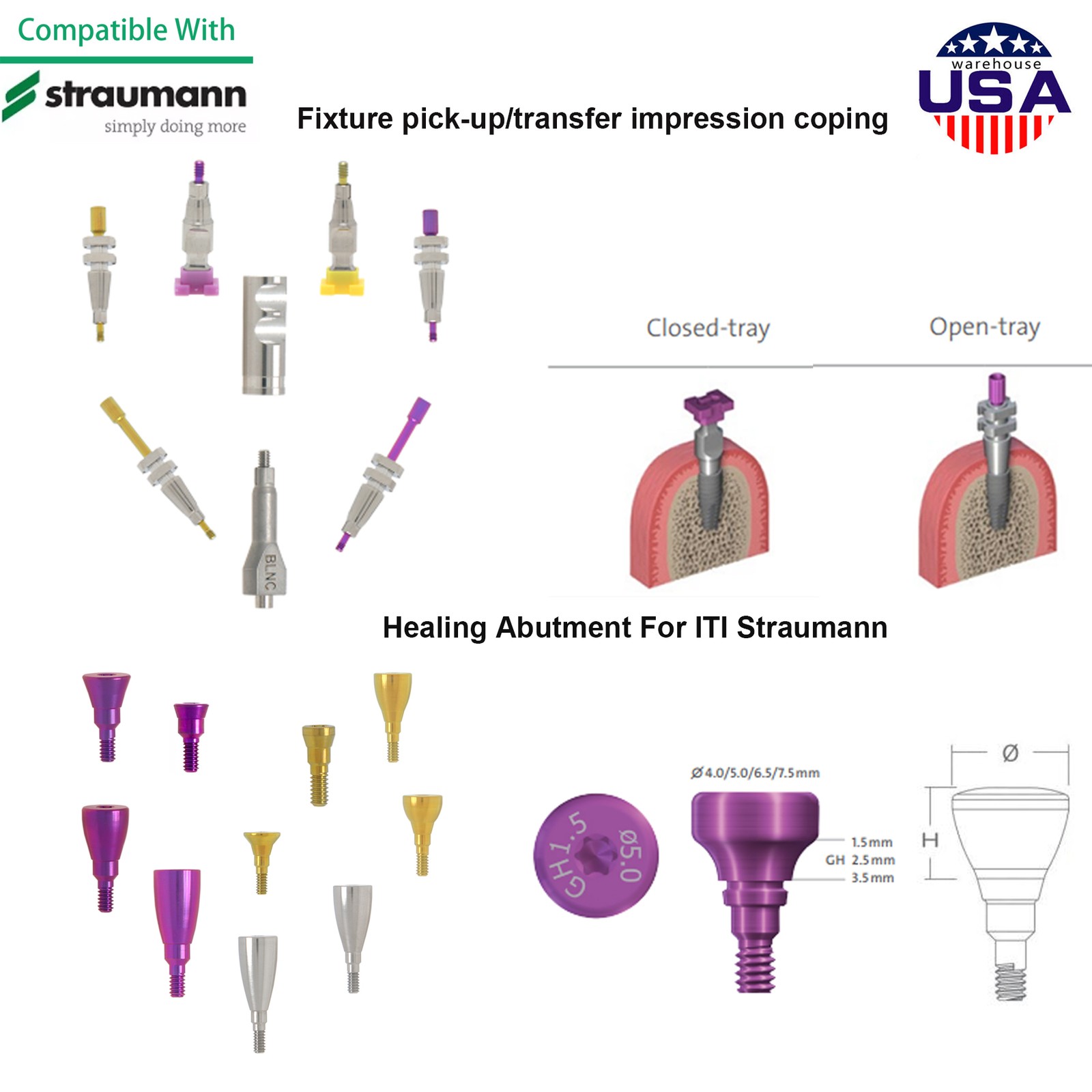 Straumann Implant Healing Abutment Scan Body Lab Analog Impression Coping BL BLT