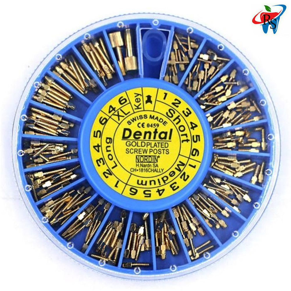 Dental Nordin Metal Gold Plated Screw Posts Ro ot Can al Pins Titanium