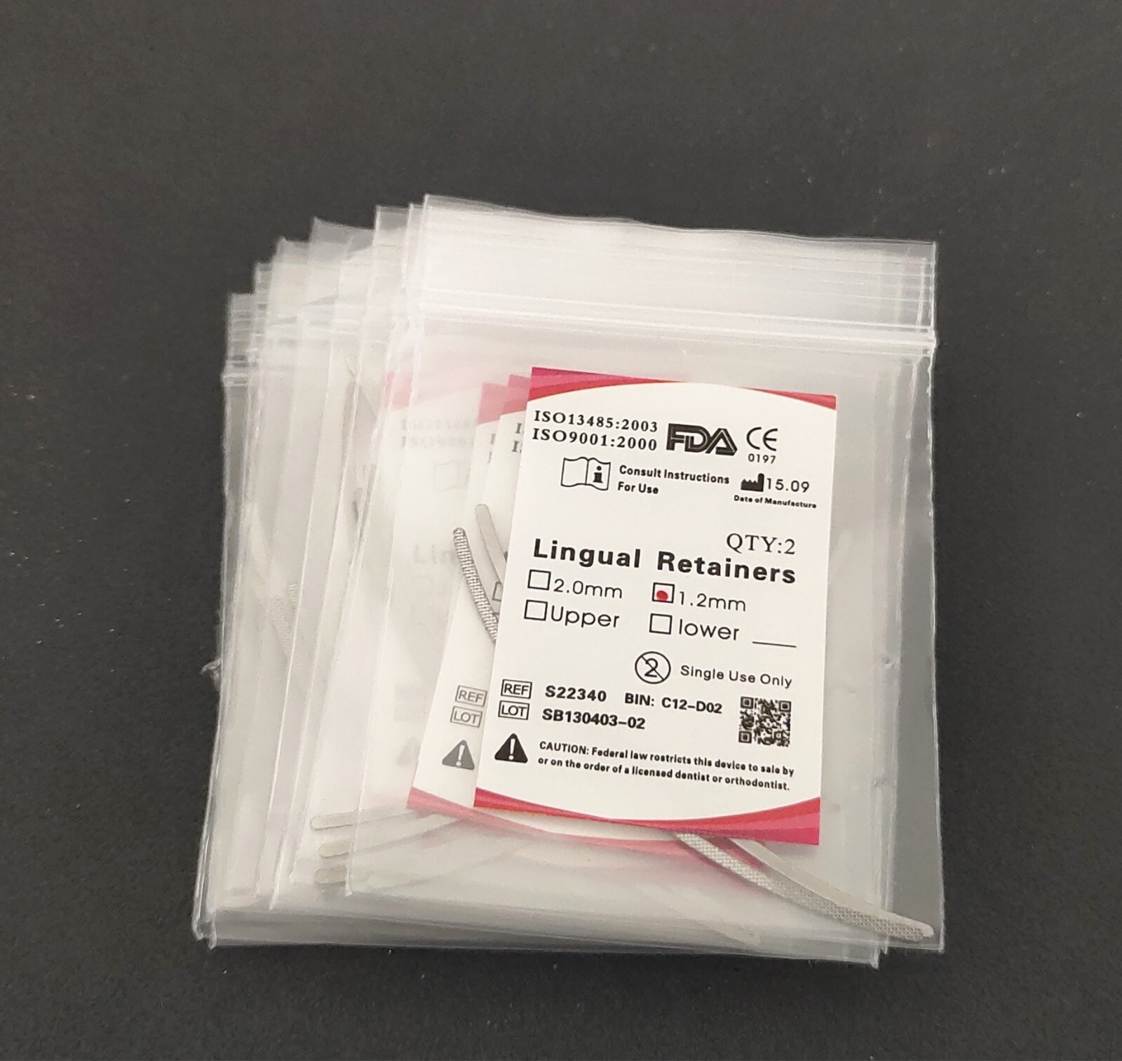 Dental Orthodontics 1.2mm Lingual Retainer 2Pcs/bag Universal Mesh Base