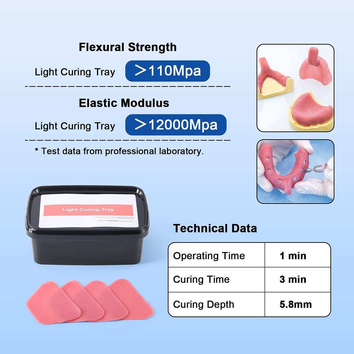 50pc Dental Light Curing Tray Custom Tray Base Plate Material Impression AZDENT