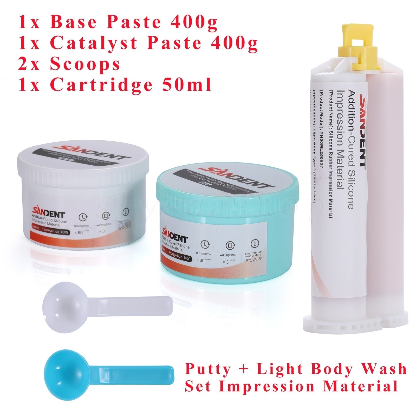 Dental Impression Material Full Set Putty 800g + 50ml Wash