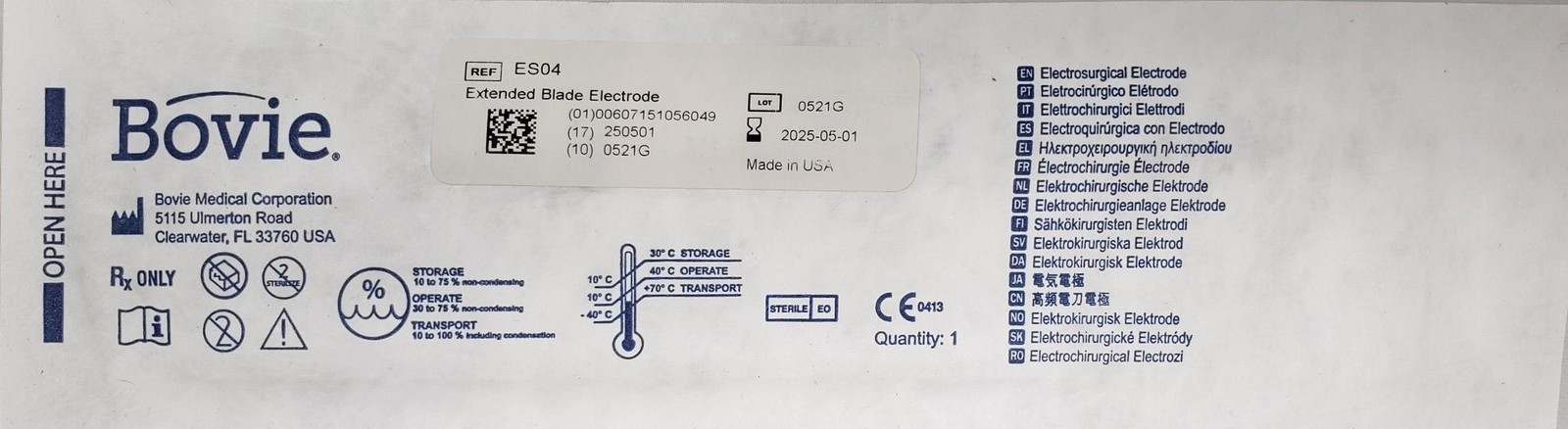 Bovie Extended Blade 6″ Disposable Electrode ES04 Lot of 10 Units