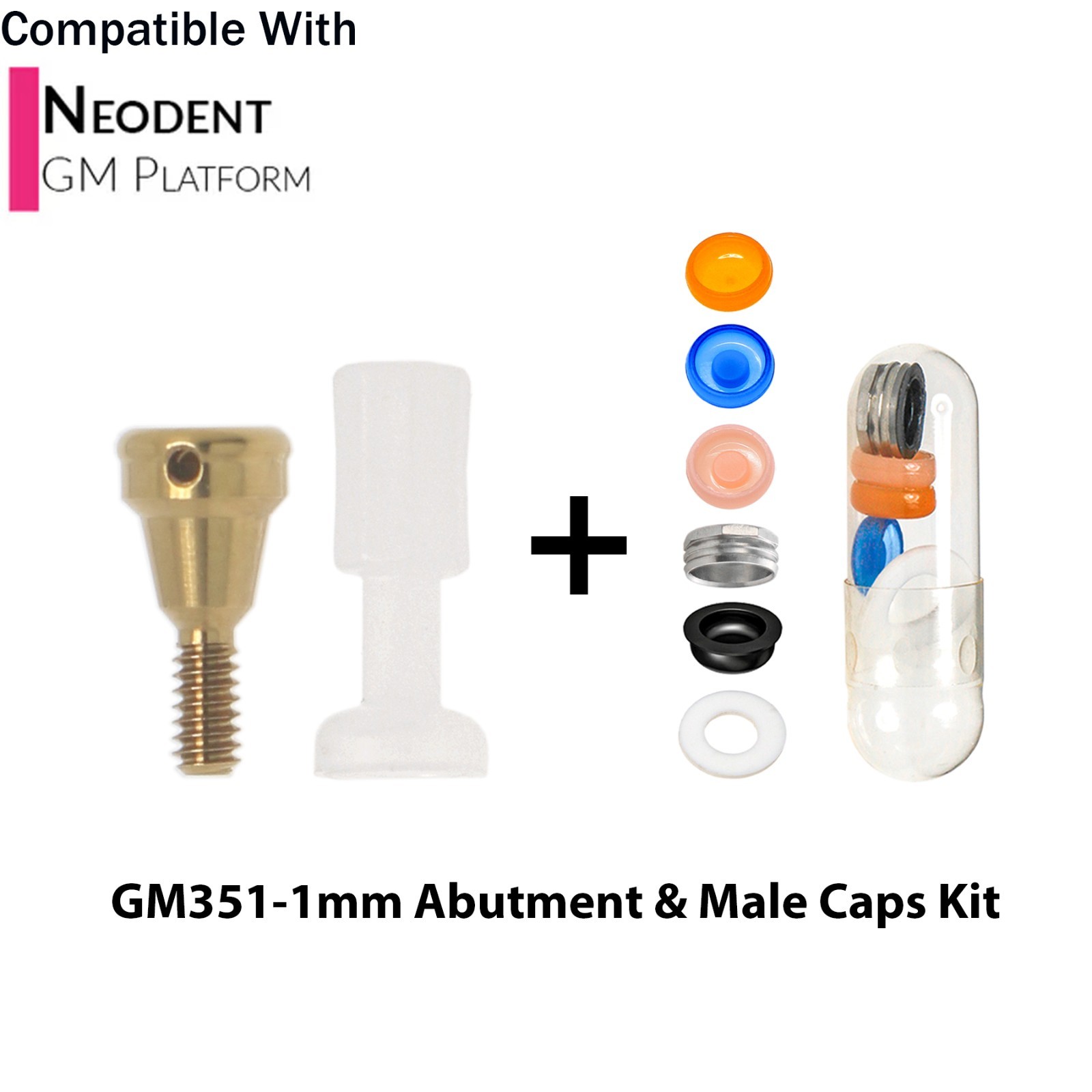 Dental Overdenture Locator Abutment 1-6mm & Male Cap Kit For NEODENT GRAND MORSE