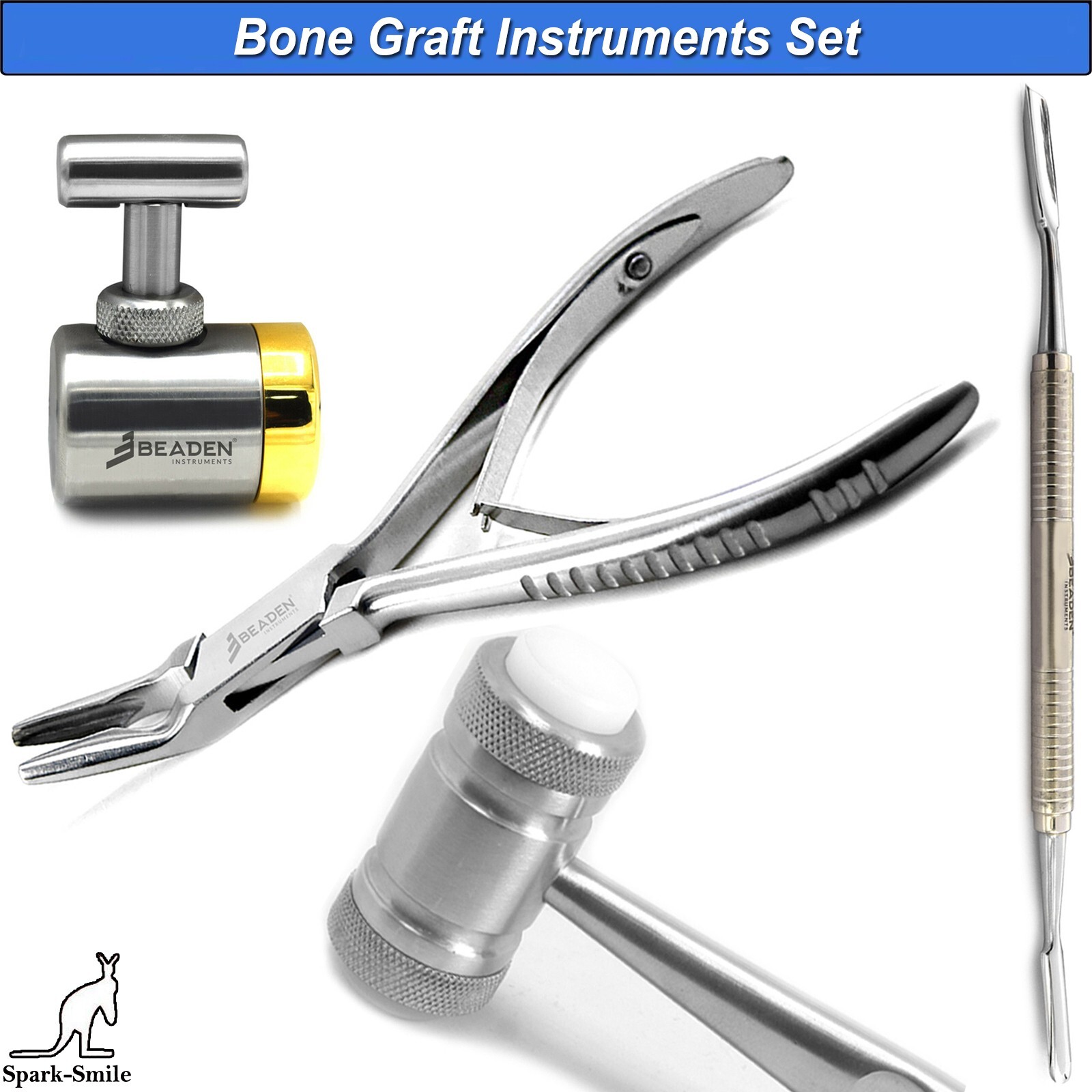 Dental Bone Graft Instruments Set Bone Crusher Mill Mallet Bone Rongeur Forceps
