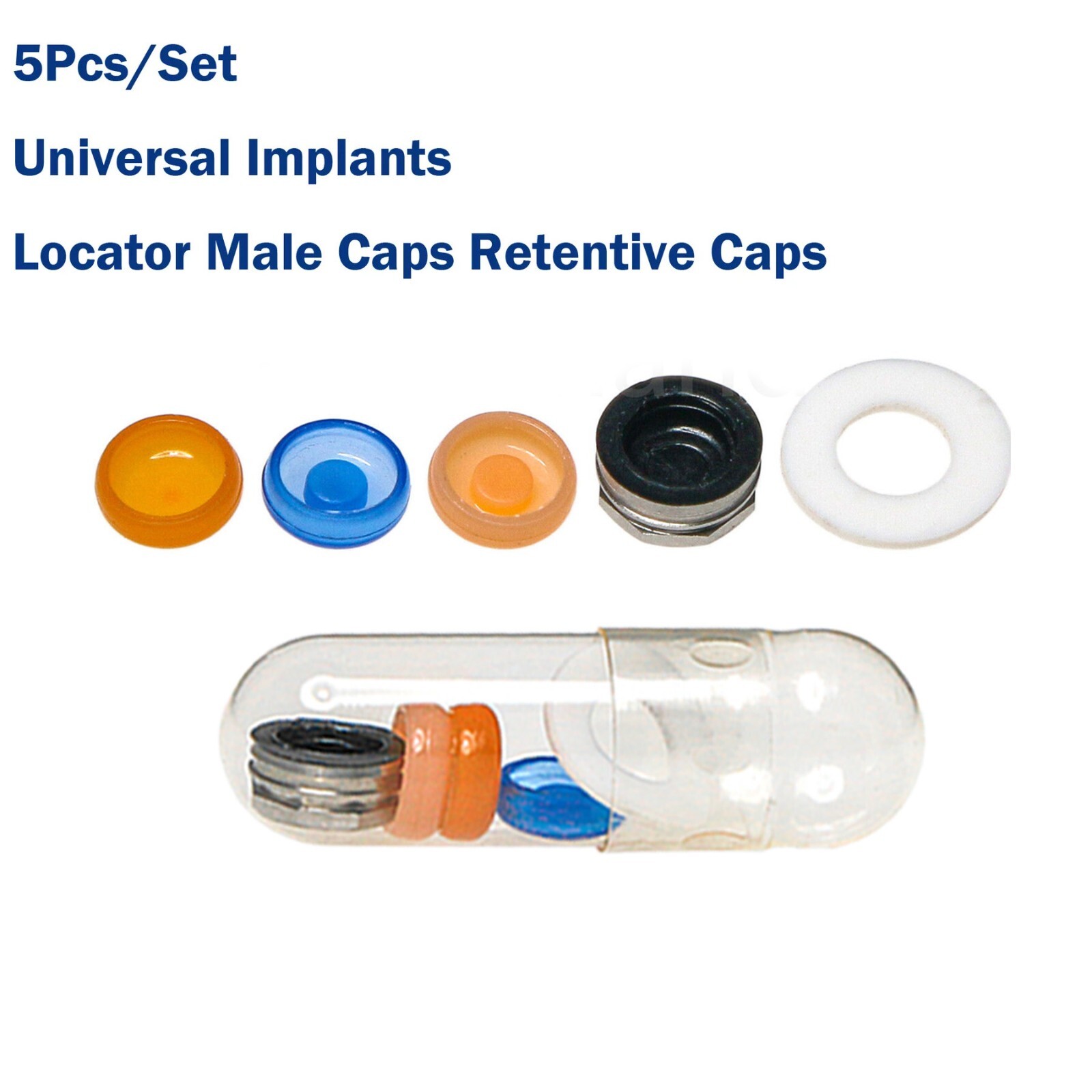 Dental Hiossen Locat0r Abutment Mini/Regular 3-5mm & Overdenture Male Caps Kits