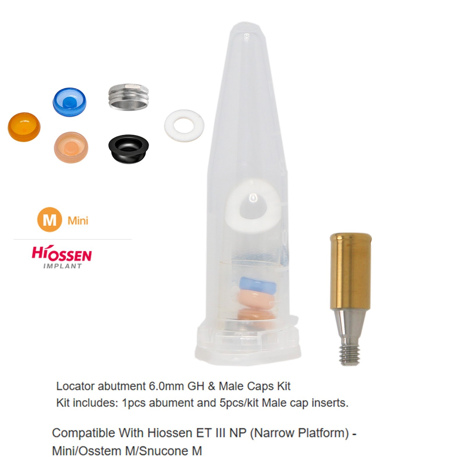 Locator Abutment fits 1-6.0mm HIOSSEN ET II/III SA Fixture Mini 3.5mm Platform