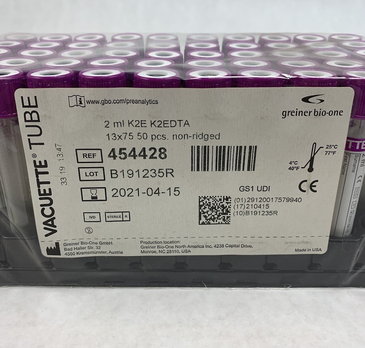 Vacuette 454428 2ml K2E K2EDTA 13×75 50pcs Tubes