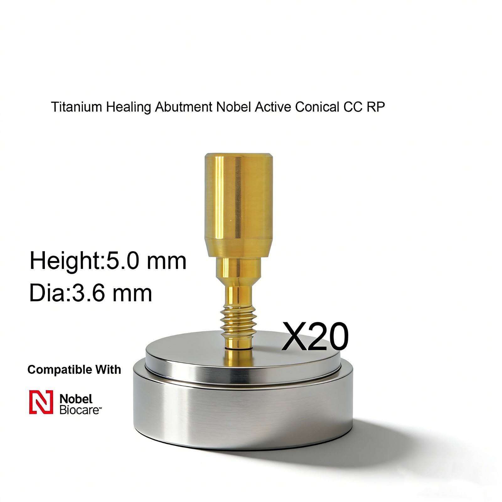 20Pcs Dental Nobel Biocare Healing Abutment Cap Ø3.6/5/6 Conical NP/RP H3/5/7mm