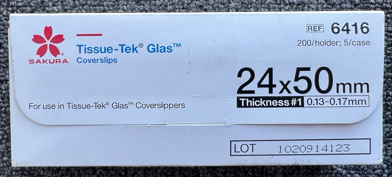 SAKURA TISSUE-TEK GLAS 6416 24x50mm COVERSLIPS 200/HOLDER 5/CASE NEW