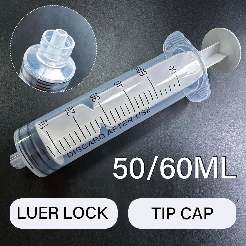 60mL Luer Lock Syringe 4 Pack Large Plastic Sterile Syringes without Needle,…