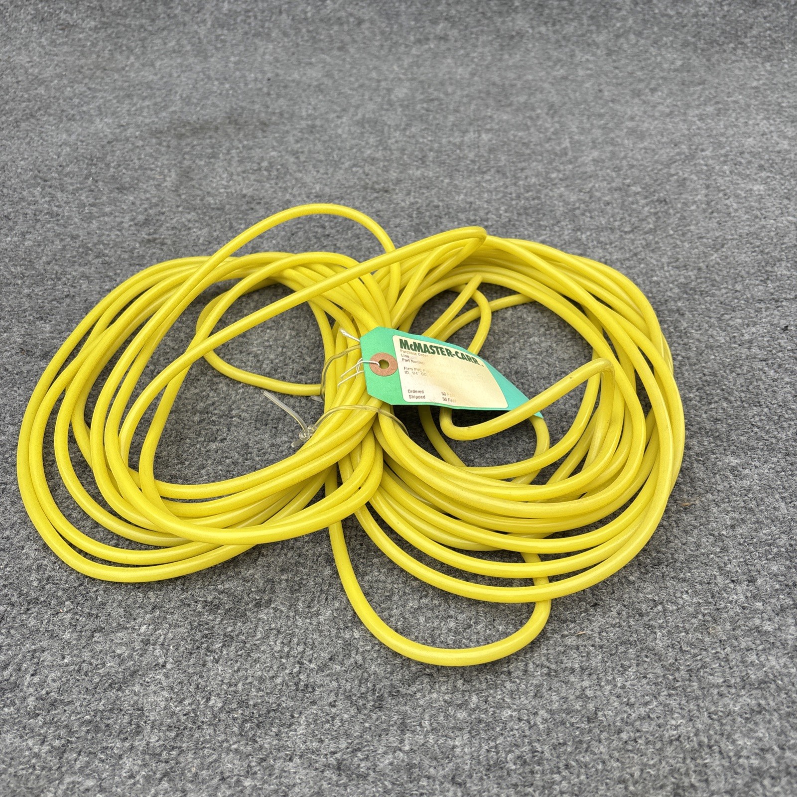Yellow Firm PVC Plastic Tubing 1/8″ ID 1/4″ OD Yellow 9446K21 (50ft)