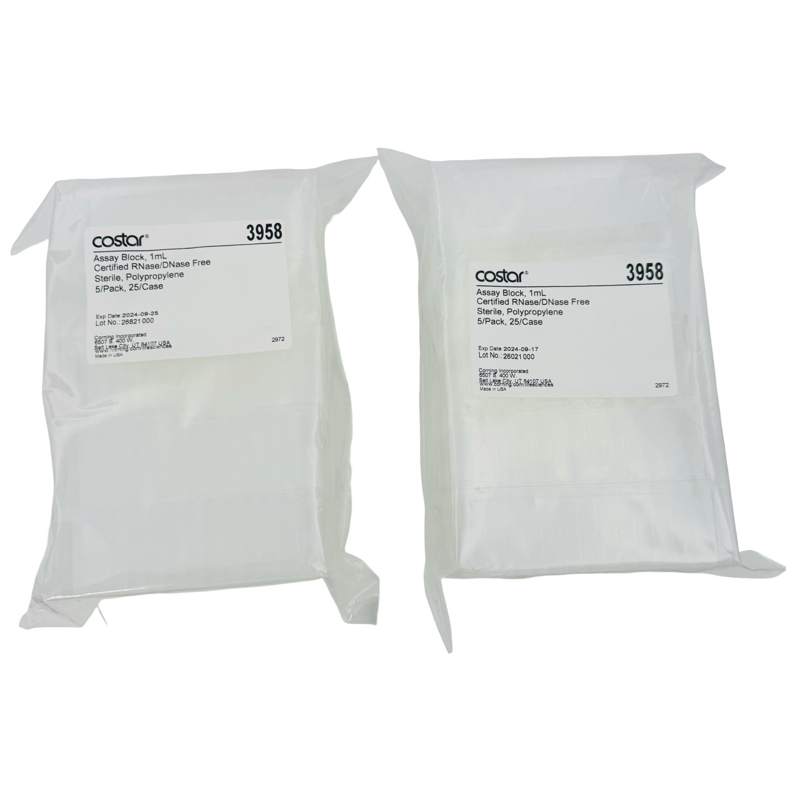 2 Pack Corning Costar 3958 Assay Block 1mL RNase DNase Free EXPIRED