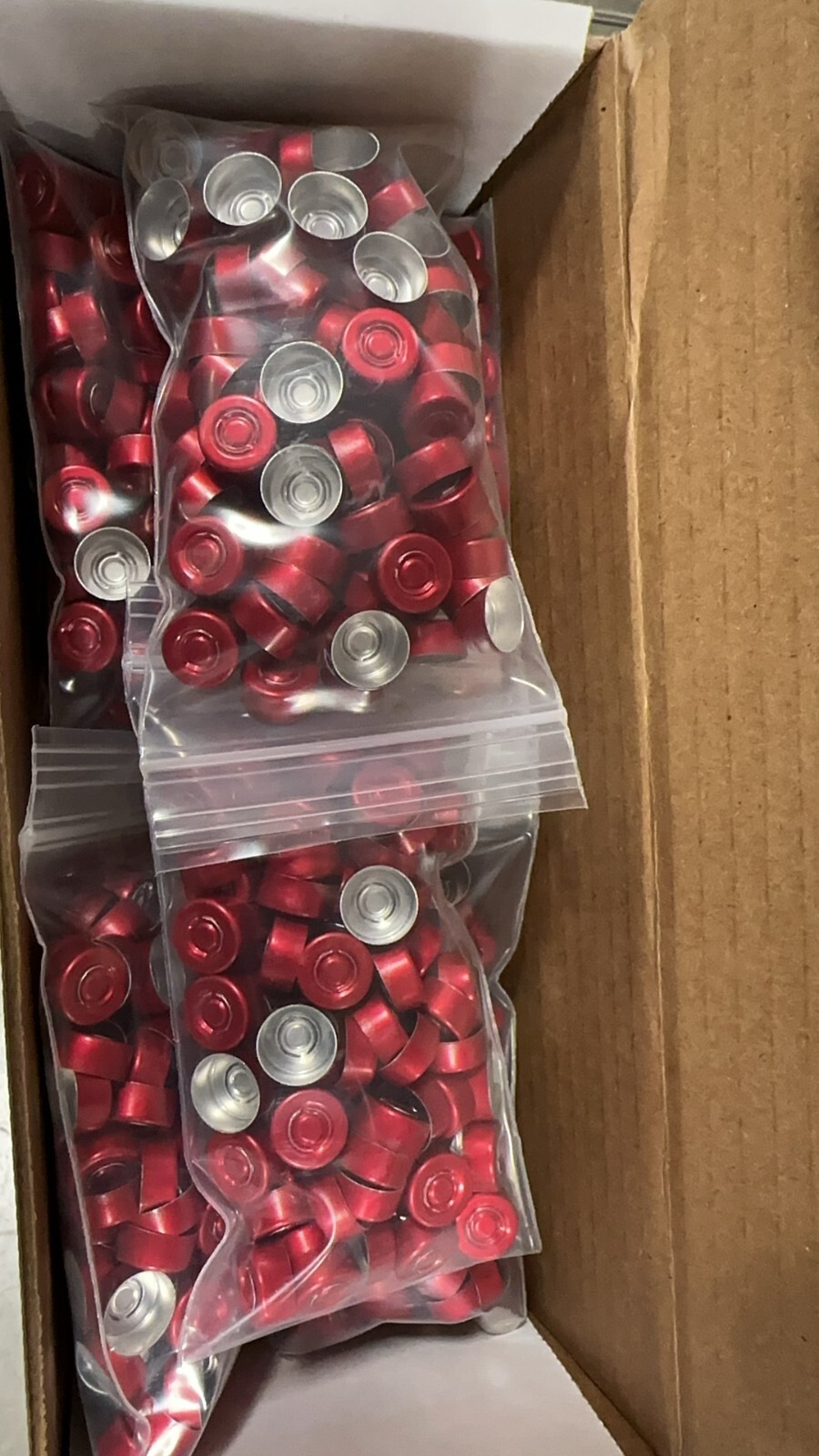 Kimble 73820C-13 ALUM SEAL T / OUT 13MM RED, 1000/CS
