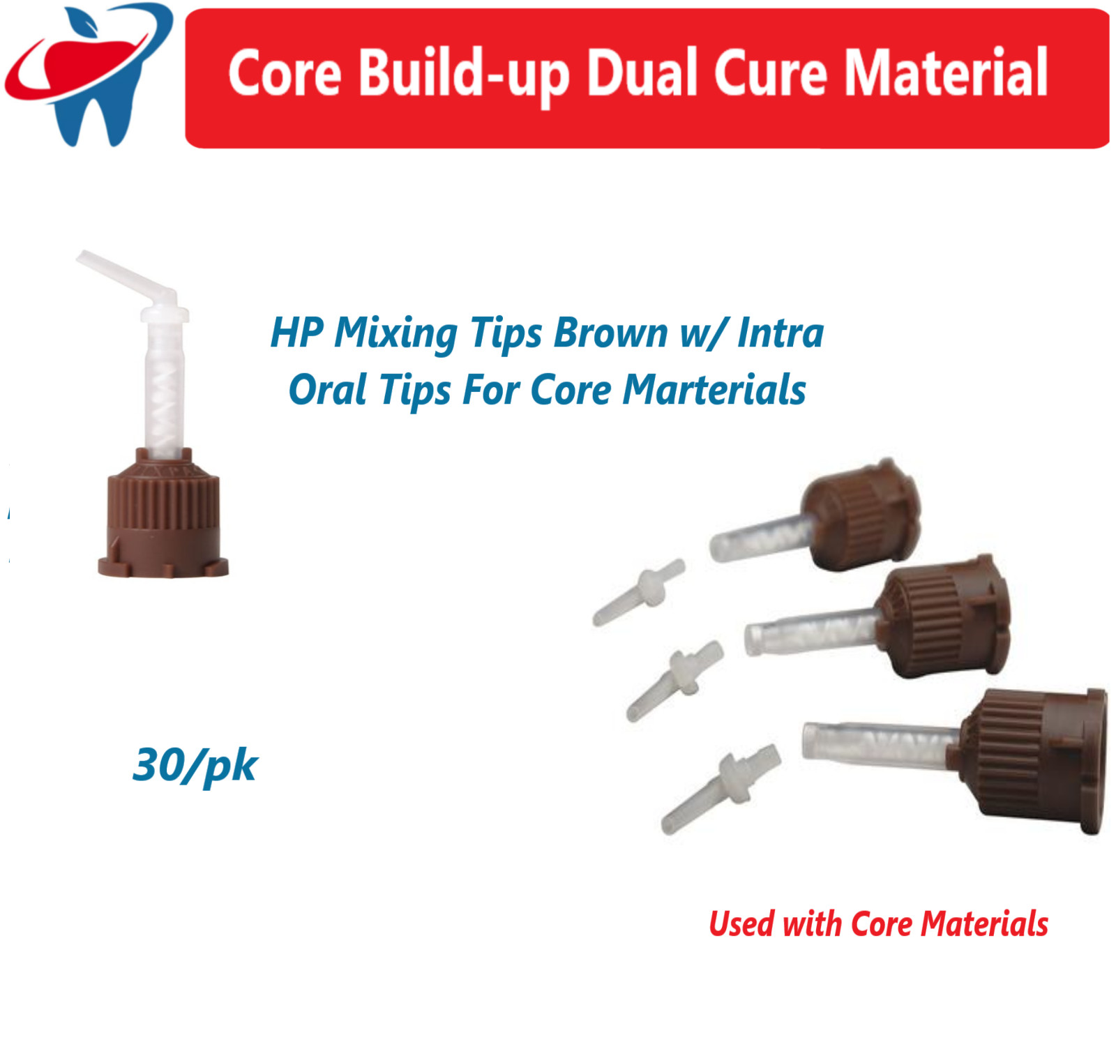 Dental Core Build-Up Dual Cure Automix Shade: White, 1/2 Core Material, Made USA