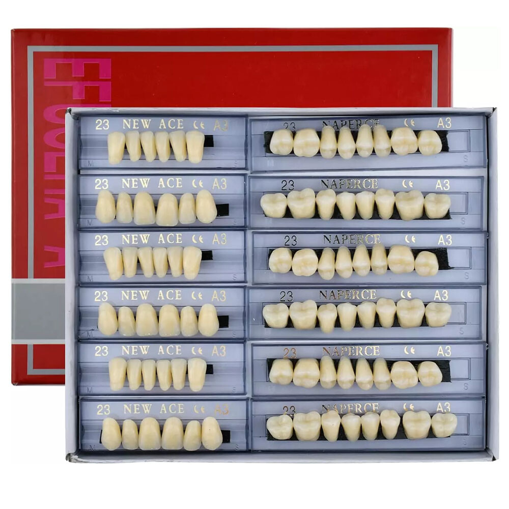 168Pcs Dental Acrylic Resin Denture 23# Shade A3 Full Upper Lower False Teeth