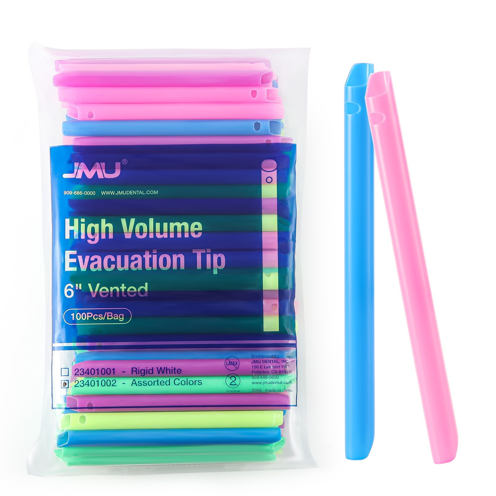 JMU Dental Vented High Volume Evacuation Disposable HVE Tips 100Pcs/Pk