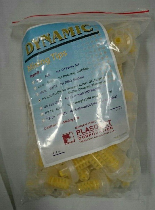 50 or 200 PK Yellow Dynamic Dental Impression Mixing Tips Heraeus Kulzer, GC ETC