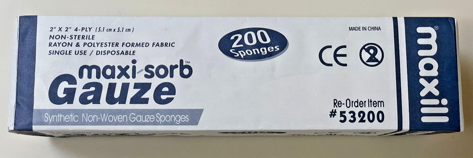 Maxi-Sorb 53200 2″ x 2″ 4-Ply Synthetic Non-Woven Gauze Sponges – 200/Sleeve