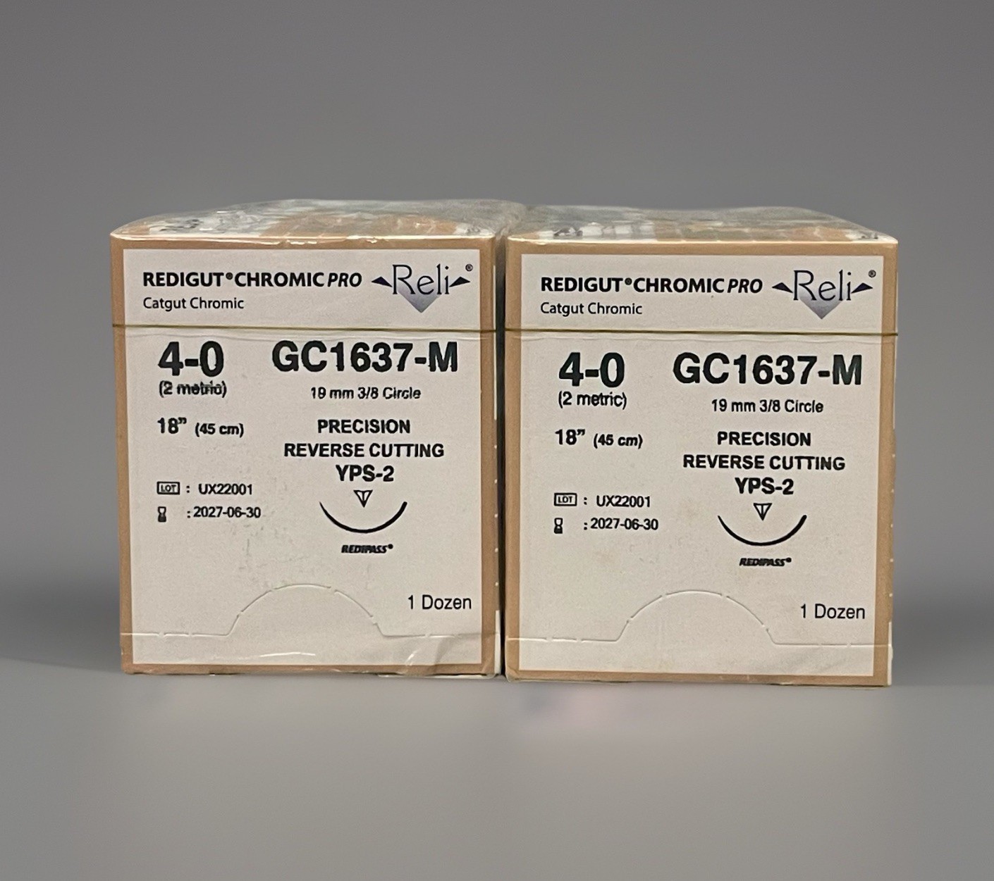 Reli RediGut Chromic Absorbable Sutures GC1637-M 4-0 YPS-2 RC Exp 2027 2 Boxes