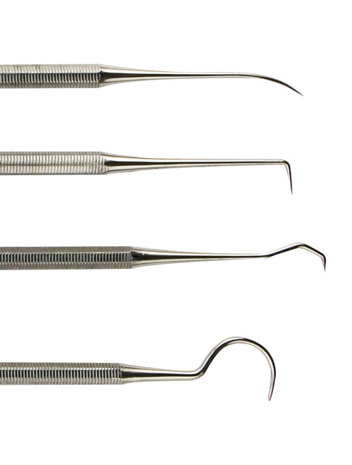 4pc Stainless Steel Dental Pick Probe Wax Carver Carving Scaler Hygiene Tool Set
