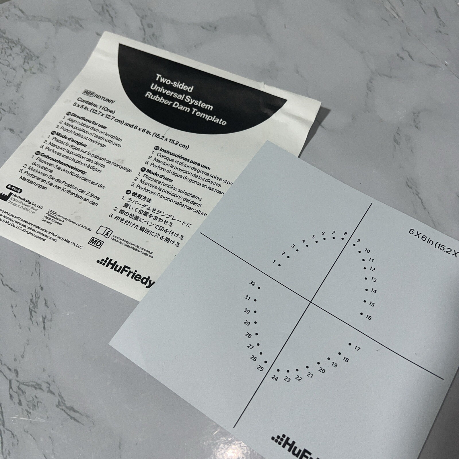Two-sided Universal System Rubber Dam Template 1 Sheet HuFriedyGroup