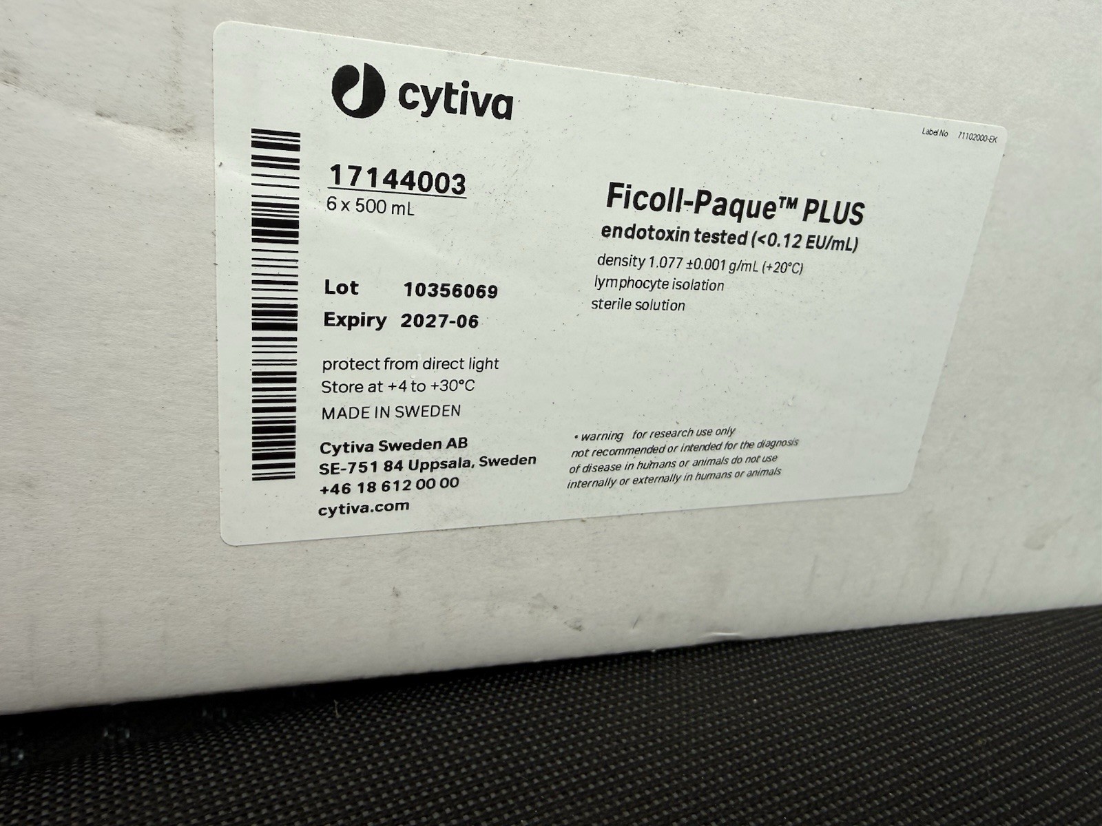 Cytiva Ficoll Paque Plus 6X500 Ml – 17144003 Exp 06/2027