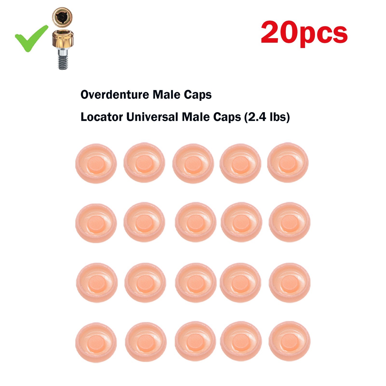 US Dental Overdenture Locator Abutment Retention Male Cap Processing Inserts Set