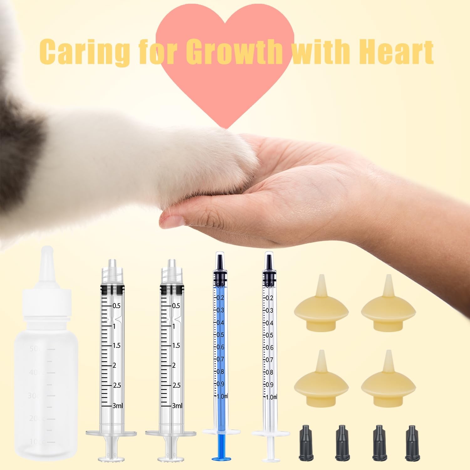 Xuanda Mini Pet Feeding Bottle and Syringes with Nipples for model4, white