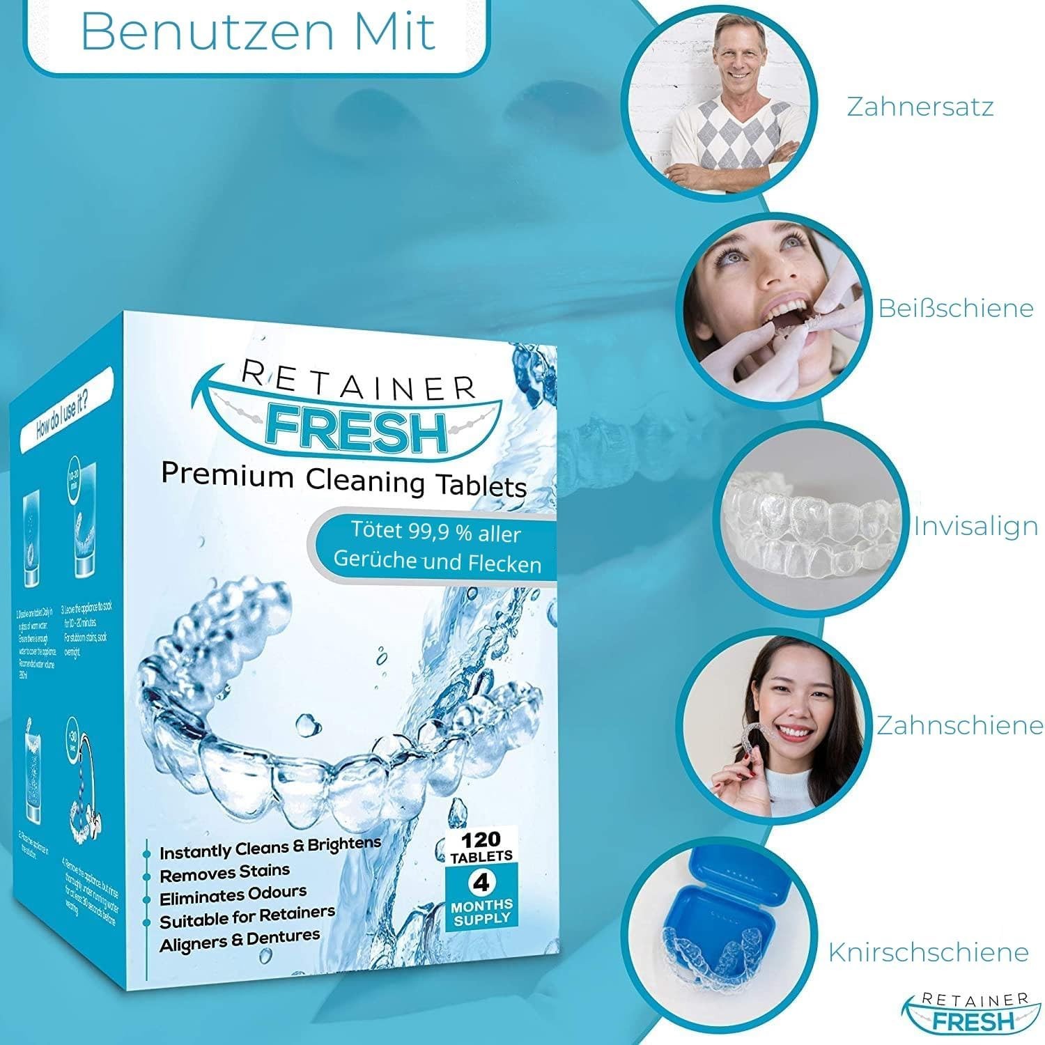 Retainer Cleaner Tablets – 120 4 Month 120 Tablets, White