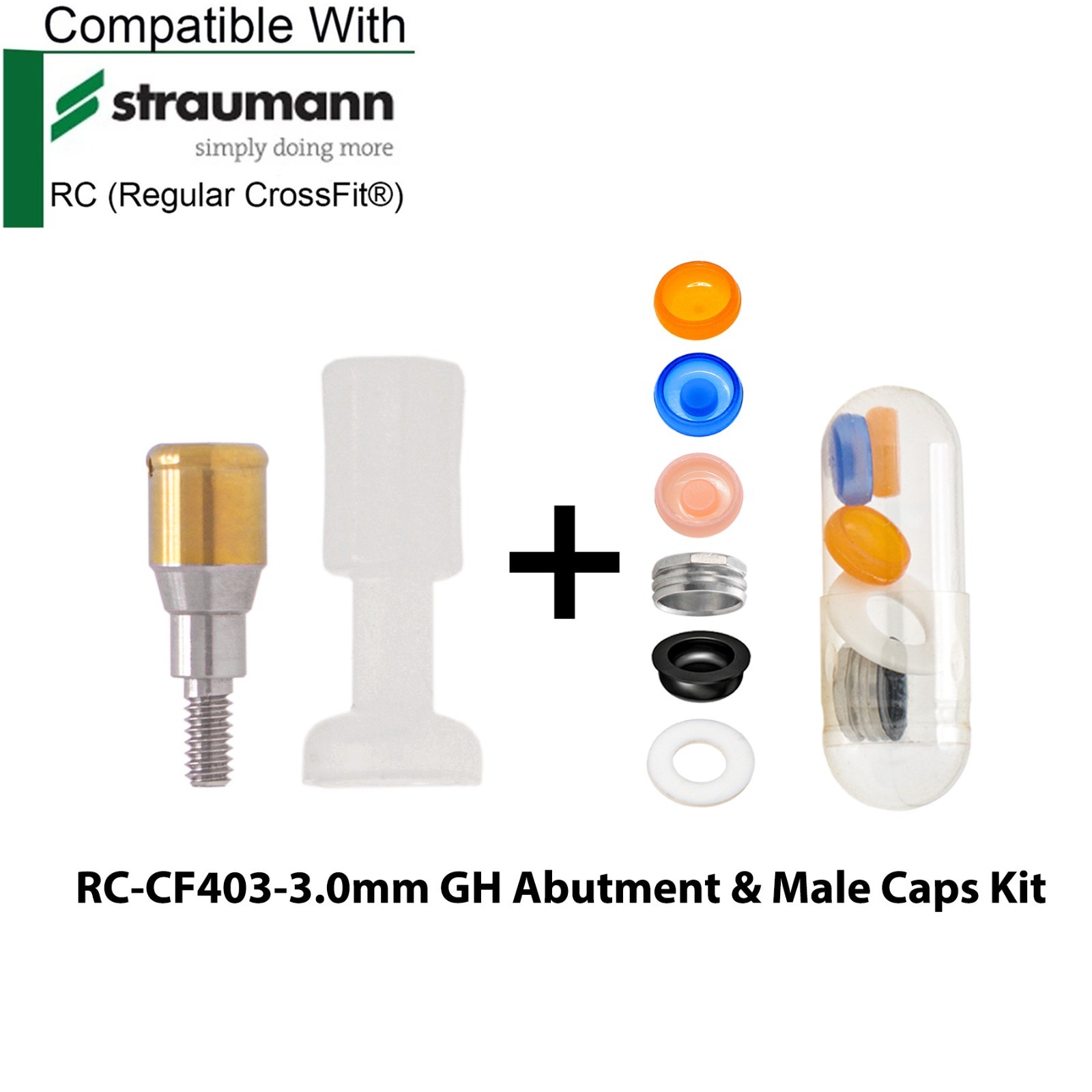 Fits Straumann ITI Dental RC Overdenture Locator Abutments 1-5mm & Male Caps Kit