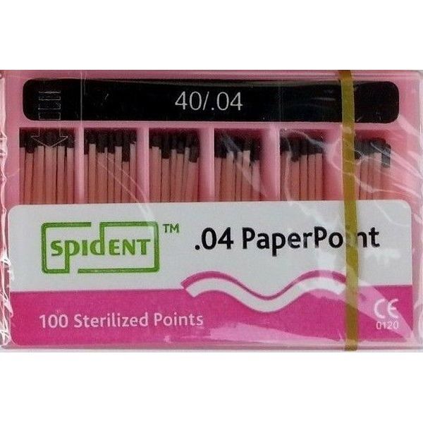 Spident Absorbent Paper Points #40, Taper 0.04, ISO Standardized, Color