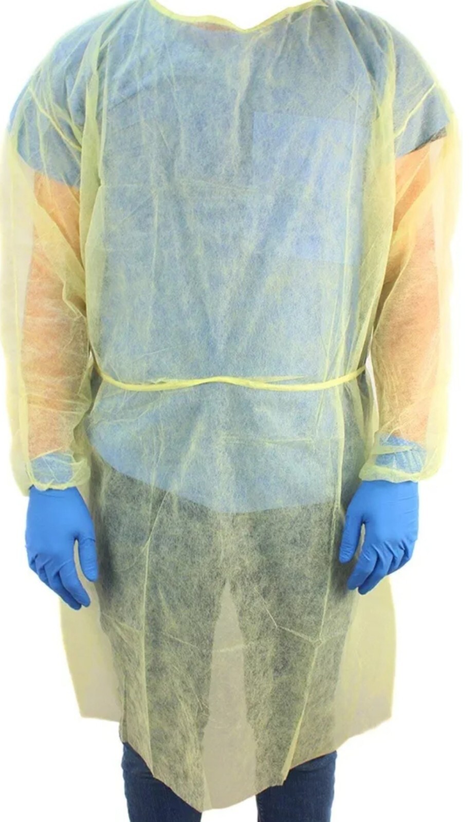 Case of 100 Halyard Poly-Coated Fluid Resistant Gown 47003 Over the Head -Yellow