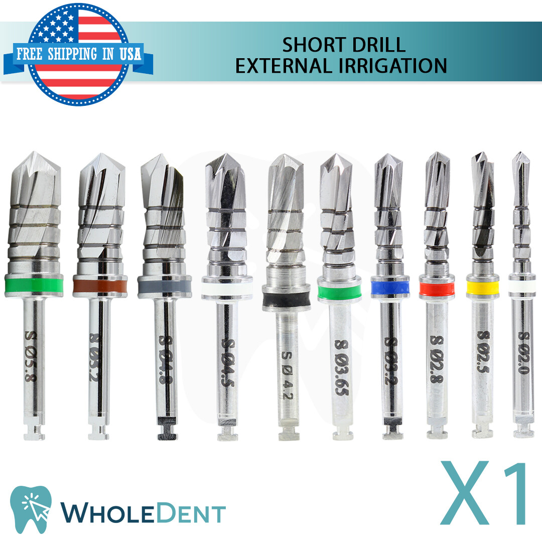 Sur gical Short Cylindrical Drill External Irri gation Dental Im plant Tool