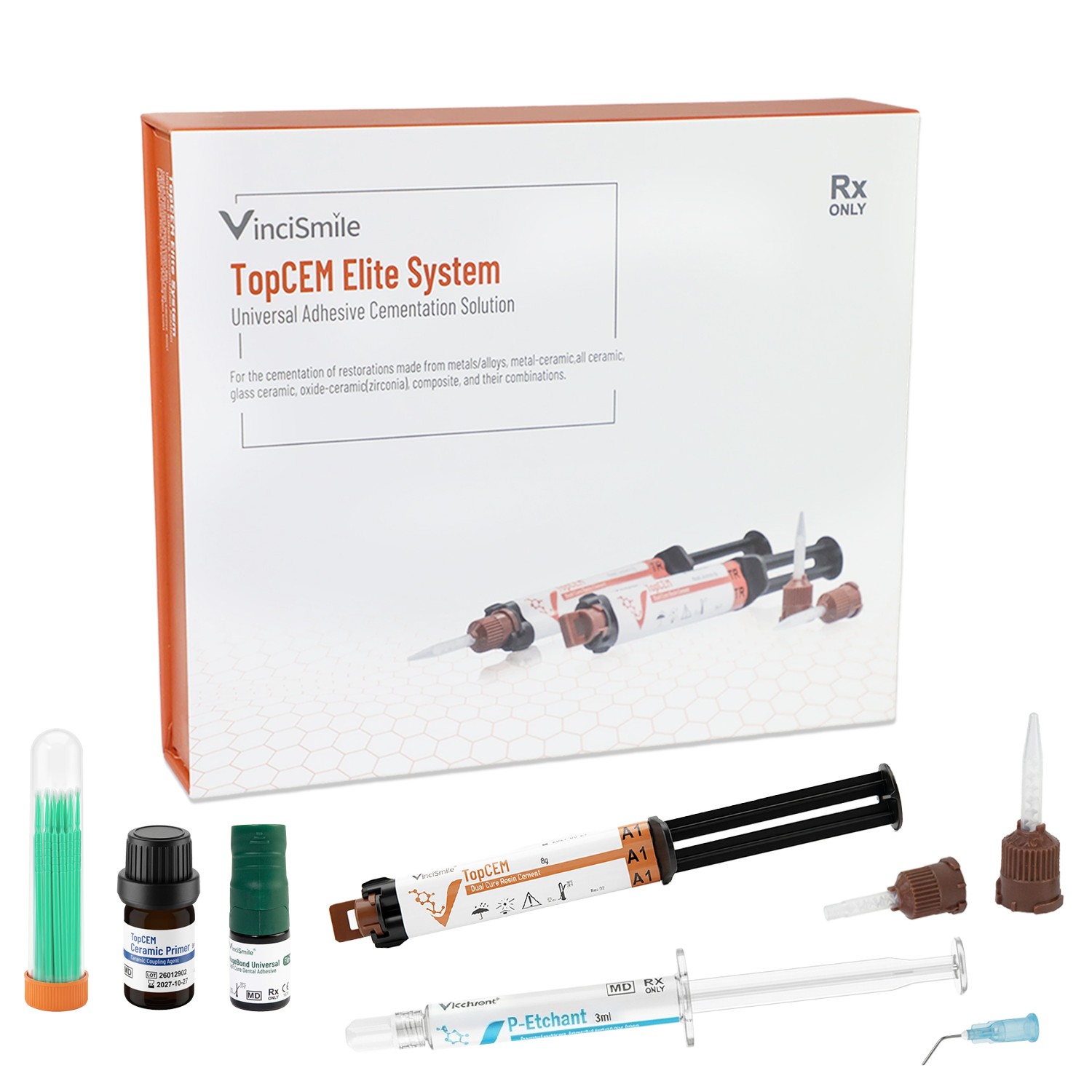 Dental Universal Adhesive Resin Cement Kit: Etchant/Primer/Adhesive/Resin Cement