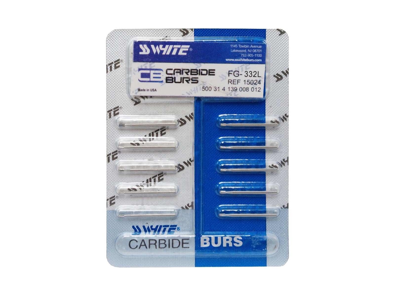 SS WHITE Dental Surgical Carbide Burs FG 330 Pear Shape (pack of 10 BURS) USA
