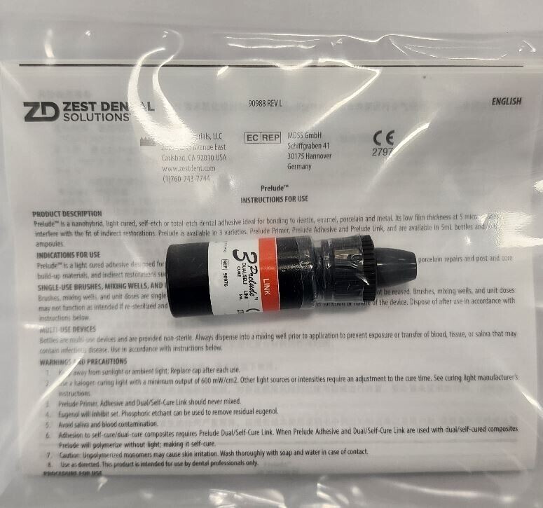 *1-Pack* Danville Prelude Dental Adhesive Dual Self Cure Refill 5mL 90976