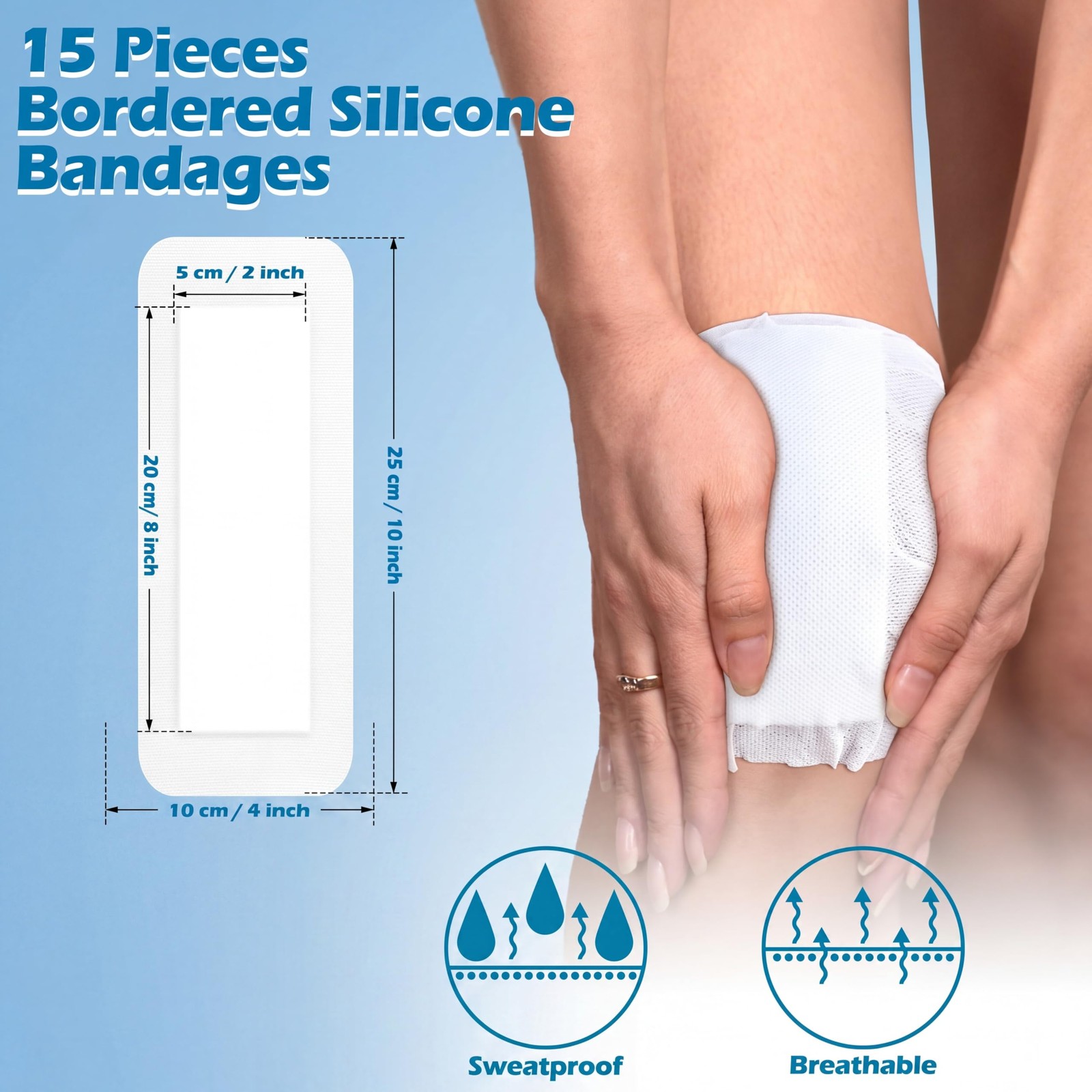 15 Pieces Bordered Gauze-Island Dressing 4 x 10 Inch Wound 4 x 10