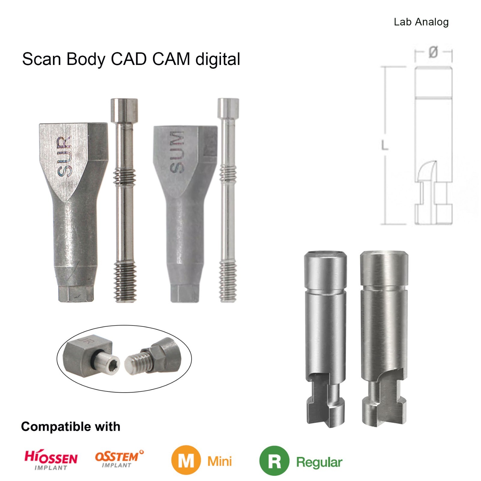 Dental Prosthetic Hiossen ET ScanBody impression coping Lab analog straight part