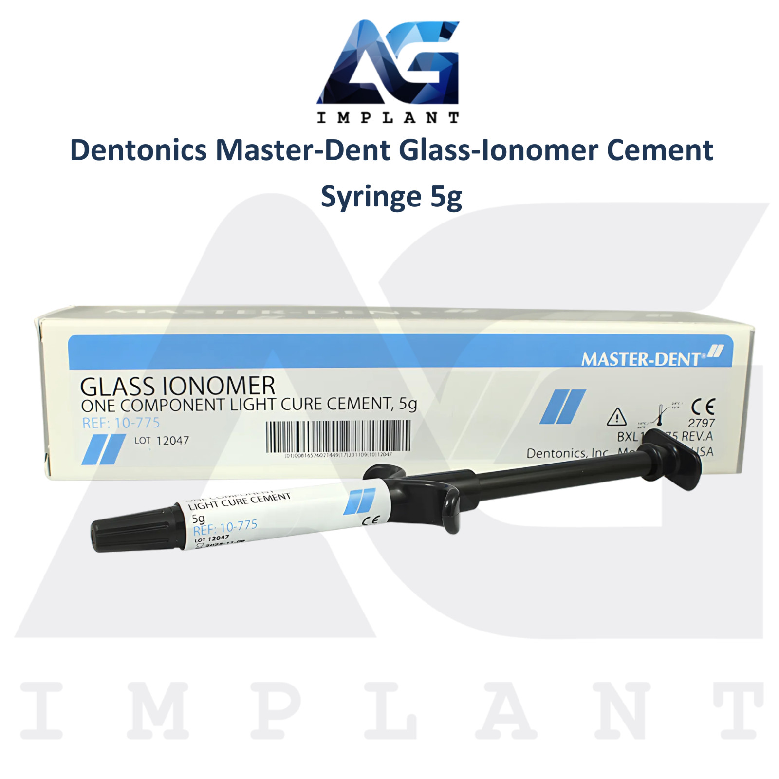 Dental Master-Dent Glass-Ion0mer Cement Syringe 5g Light Cure Base Or Liner